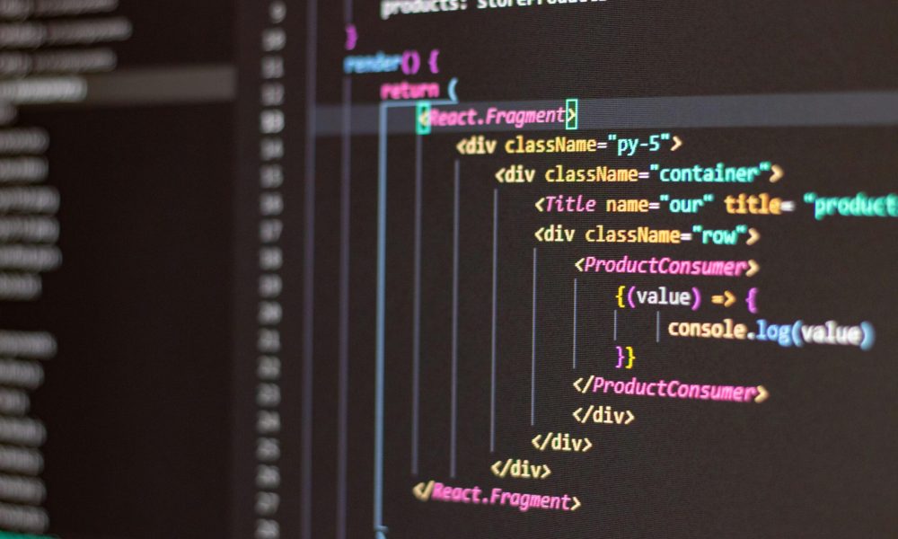 Close-up of HTML and JavaScript code on a computer screen in Visual Studio Code.